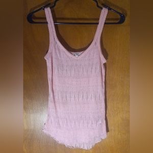 USED Aeropostale Light Pink Lace Tank Top Medium